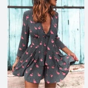 Zara romper sz S flamingo dress